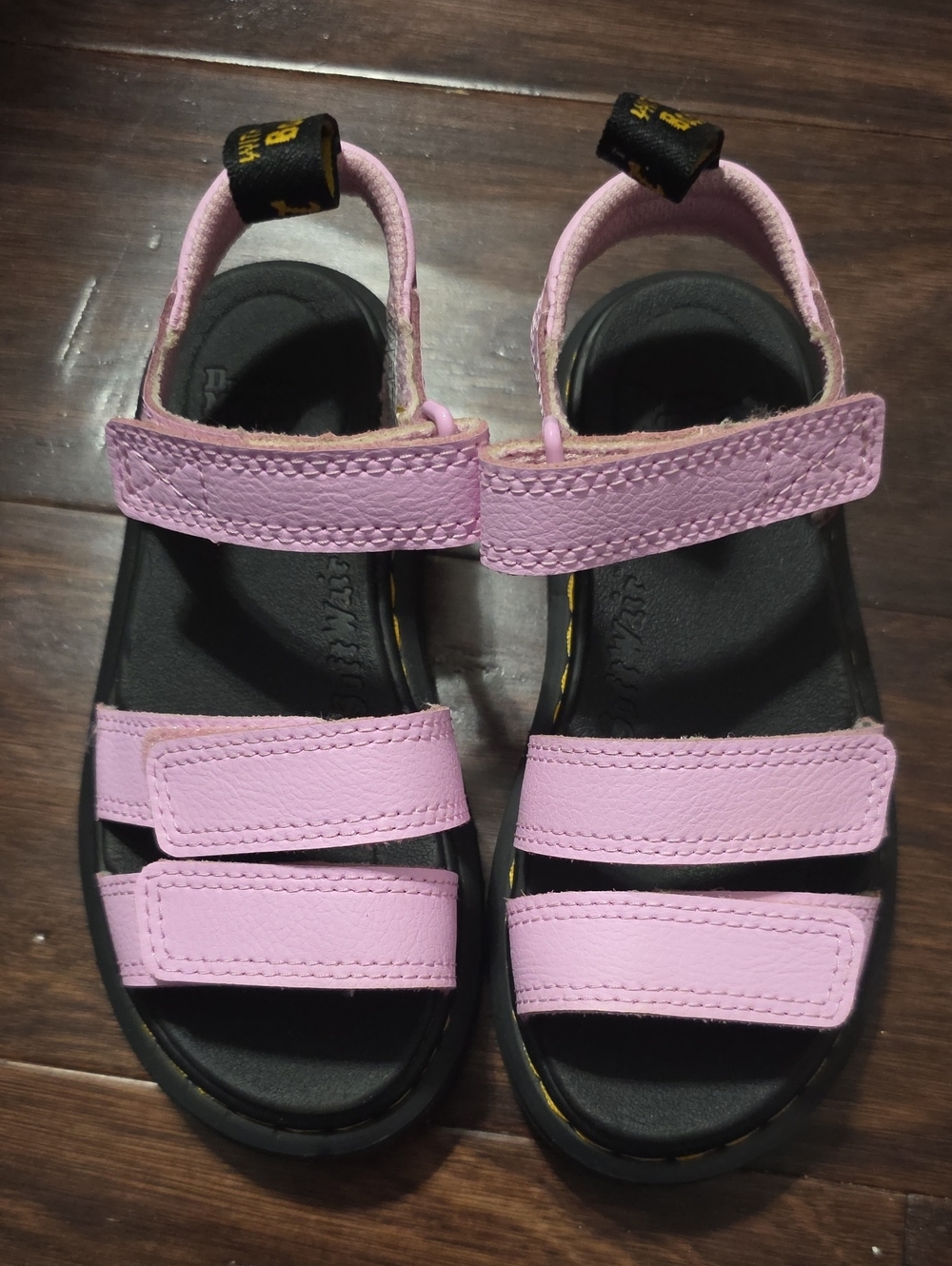 Dr. Martens Kids Pink Triple-Strap Hook-and-Loop Sandals